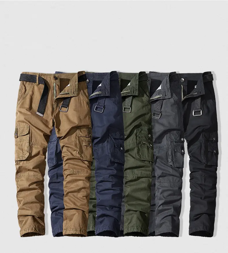 Multi-pocket Harem Hip Pop Jogger Trousers Men's Cargo Pants Khaki Track