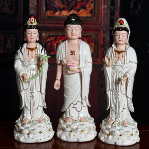 تمثال بوذا الغربي الخزفي, تمثال بوذا الغربي amituo Guanyin Bodhisattva الحرف اليدوية النحت - Product Image 5
