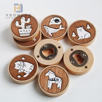 Haute qualité peint gravé au Laser rond en bois ouvre-bouteille Animal bois réfrigérateur aimant pour réfrigérateur décor bouteille ouverture