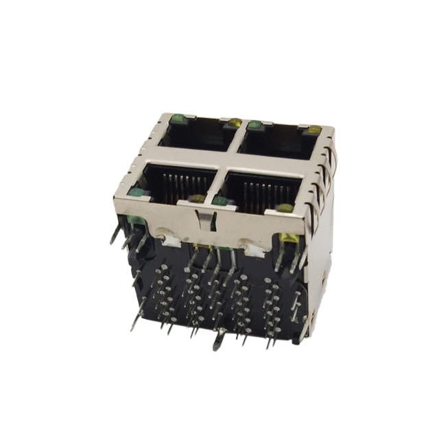 RJ45 2 * 2 Double-layer 4-port Gigabit with Light and Elastic Network Port Interface Security Communication Connection Equipment