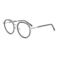 Fourniture d'usine de lunettes de haute qualité montures rondes lunettes à monture optique en acétate pour hommes lunettes unisexes à charnière en métal