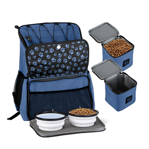 Zaino da Viaggio per Animali Domestici Everich, Popolare Modello Stampato per Cani e Gatti con Due Contenitori per Cibo, Chiusura a Zip e Parte Superiore in Rete - Product Image 3