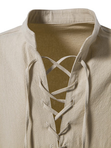 <strong>Mens</strong> <strong>Pirate</strong> <strong>Shirt</strong> Retro Renaissance Medieval Gothic Victorian Halloween Costume Casual Cotton Linen Lace up Hippie <strong>Shirts</strong> - Product Image 6