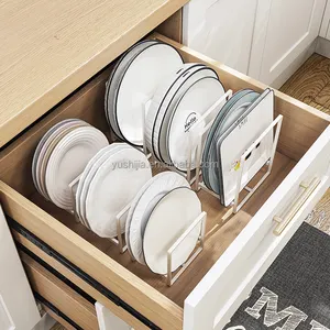 Favourable New upgrade Wholesale Kitchen cabinet Metal Mini Dish storage rack space saving kitchen organizer