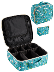 Floral <b>Print</b> Portable Makeup Case With Adjustable Dividers <b>Large</b> Travel Cosmetic Organizer Bag with <b>Extra</b> Small Cosmetic Pouch - Product Image 1