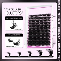 Extensions de cils DIY effet œil de chat 80D, bouquets de cils volume D Curl, faux cils en grappes de 10 à 18 mm de largeur avec adhésif et fixateur