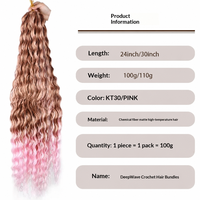 Iriswigs Extensions de cheveux synthétiques à ondulations profondes, bouclées afro-kinky, pour crochet, double trame, 100g, résistantes à la chaleur