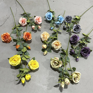 Flores Artificiales de Rosa Yixuan, 4 Cabezas, Decoración de Boda de Seda, Adorno para el Hogar - Product Image 2