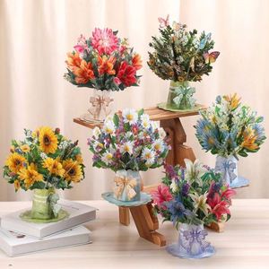 Bouquet de fleurs 3D artisanal pour la fête des mères - Cadeau unique pour maman, carte de vœux faite à la main pour les occasions spéciales - Product Image 2