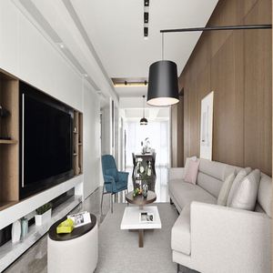 Meuble mural moderne de luxe pour la maison, table TV, console multimédia, meuble TV, bas de gamme réglable avec étagères, noyer - Product Image 6