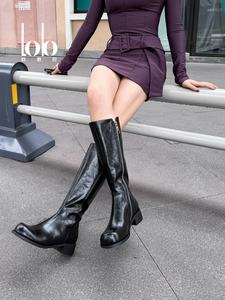 Özelleştirilmiş yüksek kaliteli yuvarlak ayak deri kış bayanlar moda çizmeler kadın batı tarzı yüksekliği artan kadın ayakkabısı - Product Image 2