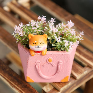 Pot Bunga Resin Kartun Roogo yang Menggemaskan, Pot Mini Ramah Lingkungan untuk Anak Perempuan, Dekorasi Taman Dalam & Luar Ruangan yang Unik - Product Image 4