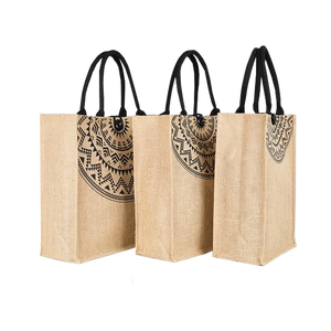 Bolsas de Compras de Yute Teñido Ecológicas y Duraderas con Impresión Personalizada y Asa Acolchada con Cinta - Product Image 1
