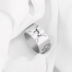 Cartoon Graffiti Titanium Steel <b>Ring</b> Wide Band Smiley Face Design For <b>Men</b> And Women Casual Jewelry - Product Image 3