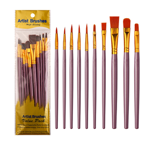 Set di 10 <span class=keywords><strong>Pennelli</strong></span> con Manico in Plastica Multicolore e Setole in Nylon <span class=keywords><strong>per</strong></span> <span class=keywords><strong>Pittura</strong></span> Acrilica, Acquerello e <span class=keywords><strong>Olio</strong></span> - Product Image 2