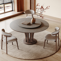 Wabi-Sabi Stil Steinplatte mit Drehplatte Esstisch Moderner Einfacher Eschenholz Runder Esstisch HJ0725