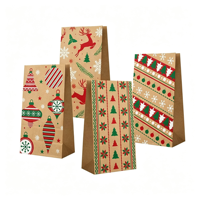 Sacs à friandises en papier kraft brun imprimés sur mesure avec six motifs de fêtes pour les cadeaux de fête et l'emballage de biscuits, commande en gros