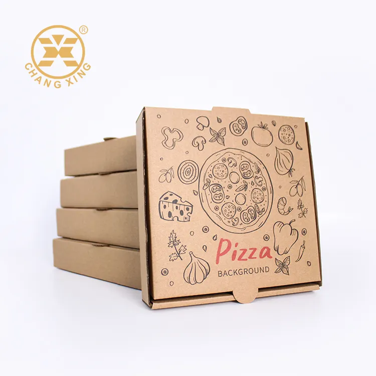 Boîte en carton à pizza ondulé blanc brun personnalisé 33cm 6 8 10 12 pouces emballage de personnalisation d'imprimante à vendre
