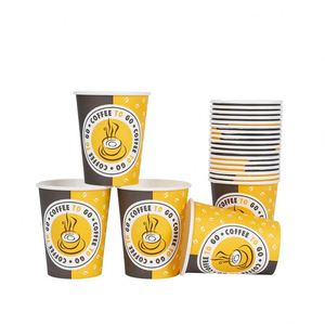 Gobelets à café en papier jetables pour boissons chaudes à emporter, thé au lait, simple paroi, 8 oz, avec couvercles en plastique - Product Image 3