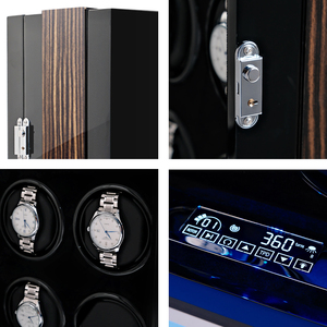 Enrollador <span class=keywords><strong>de</strong></span> reloj automático <span class=keywords><strong>de</strong></span> dos <span class=keywords><strong>relojes</strong></span> <span class=keywords><strong>de</strong></span> lujo, luz LED, pantalla táctil, <span class=keywords><strong>caja</strong></span> <span class=keywords><strong>de</strong></span> madera <span class=keywords><strong>de</strong></span> cuero PU <span class=keywords><strong>de</strong></span> gamuza, <span class=keywords><strong>caja</strong></span> <span class=keywords><strong>de</strong></span> reloj segura y elegante - Product Image 4
