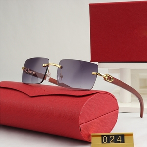 Lunettes de soleil tendance pour hommes, sans monture, rectangulaires, avec logo personnalisé, verres dégradés UV400 effet océan, monture imitation bois, modèle 024 - Product Image 1