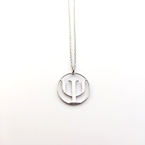 Collier personnalisé à initiales style Psi Collier de sororité lettre grecque Psi Charme de fraternité Or 18K Symbole Psi en acier inoxydable - Product Image 5