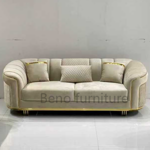 Italian Modern <b>Living</b> <b>Room</b> <b>Sofa</b> Set Design Leisure Sectional White Fabric Couch Set with Round Armed Design - Product Image 4