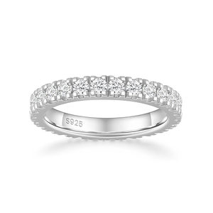 Anillo de Plata de Ley S925 con Banda Completa de Moissanita VVS1 Certificada por GRA de OAHLAN, 3 mm, para Uso Diario de Mujeres - Product Image 2