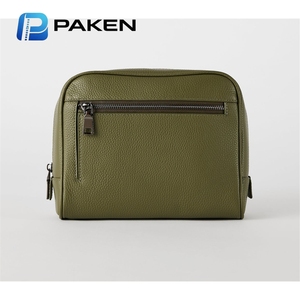 Wholesale Travel Zipper <strong>Wash</strong> <strong>Bag</strong> Portable Makeup <strong>Bag</strong> Side Zip <strong>Personalised</strong> Real Leather Toiletry <strong>Bag</strong> for <strong>Men</strong> - Product Image 1