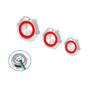 16/19/22mm siêu mỏng kim loại đẩy nút chuyển đổi tự thiết lập lại dẫn vòng chiếu sáng xúc giác chuyển đổi - Product Image 3