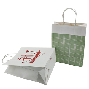 Sac cadeau en papier kraft blanc avec poignée, emballage à emporter élégant pour le shopping, en stock - Product Image 3
