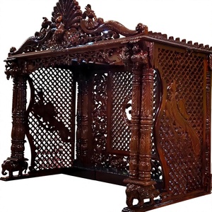 Templo/Mandir Moderno de Madera de Teca Tallada con Base Abierta, Unidad de Pooja Hindú de Madera de Teca al por Mayor, Templo de Madera Sagwan de Gran Tamaño para el Hogar - Product Image 2