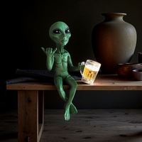 Figurine en résine verte Alien Sci-Fi pour décoration de bar, modèle artistique thermoformé, tasse à bière – Ornement de bureau unique pour cadeau ou décoration de fête