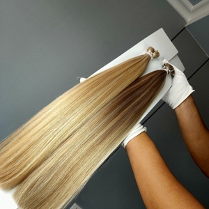 โรงงานดราก้อนบิวตี้ ผมแท้ 100% เรมี่ แฮร์ รัสเซียนแฮร์ 10-30 นิ้ว ผมเวอร์จิ้นแบบ I-Tip ปลายหนา ดับเบิ้ลดรอน สีบลอนด์ - Product Image 1