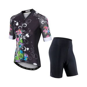 Completo Estivo Reversibile da <span class=keywords><strong>Ciclismo</strong></span> per Donna Taglie Forti Maglia e Pantaloncini Elastici a Manica Corta con Tasca Posteriore Traspirante Personalizzabile - Product Image 3