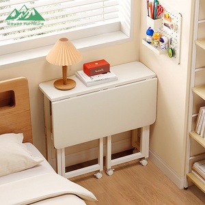 Wayon Modern Glass Space Saving Folding <strong>Desk</strong> Wheels Easy Assembly Mobile Computer <strong>Table</strong> for Small Spaces Home Office Furniture - Product Image 4