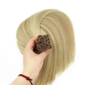 ऑस्ट्रेलियाई उच्च गुणवत्ता वाले प्राकृतिक मानव बाल सुनहरे भूरे गहरे 100 सेमी मानव त्वचा 100 ग्राम जीनियस वेट बुना हुआ बाल