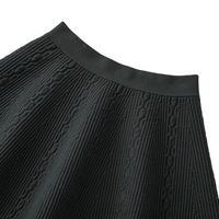 Jupe mi-longue plissée élégante en tricot pour femme, taille haute, coupe trapèze, avec taille élastique, faible MOQ, personnalisable
