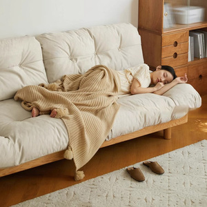 XINYMD Canapé italien en bois de chêne Lit nuage en forme de I Canapé en bois de chêne massif avec éponge pour le salon - Product Image 3