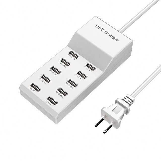 Smart USB Desktop Charging Station Portable 50W USB Charger 10 Ports for Multiple Devices for Desktop Adapter Travel Power