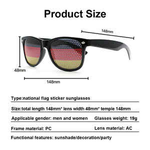 男性と女性のパーティー用カスタムロゴパーティーギフトデザイナーサングラスヨーロッパカップ旗ステッカーサングラス - Product Image 3