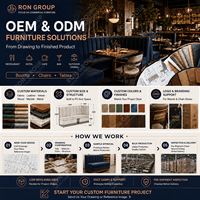 Ensemble de table et chaises carrées en bois de style américain pour restaurant industriel Ron Group, avec banquette en cuir pour usage commercial