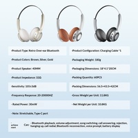 Casque rétro en stock avec une longue autonomie de batterie pour un son stéréo sans fil 5.4, fabricant de casque à réduction de bruit active