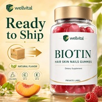 Gummies prêts à être expédiés, saveur naturelle, biotine, cheveux, peau, ongles, avec collagène, vitamines C et E