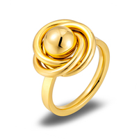 Bague en acier inoxydable 316L style vintage français, motif boule torsadée, couleur or rose, style givré, accessoire pour femme