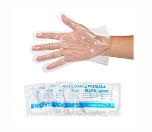 Gants <span class=keywords><strong>de</strong></span> <span class=keywords><strong>cuisine</strong></span> jetables <span class=keywords><strong>en</strong></span> <span class=keywords><strong>plastique</strong></span>, polyéthylène, pour la gestion des aliments - Product Image 1