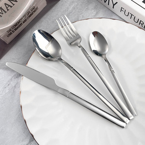 Châu Á thép không gỉ bạc đặt bữa ăn tối Milkshake trộn dịch vụ thìa dao món tráng miệng salad ngã ba Flatware - Product Image 2