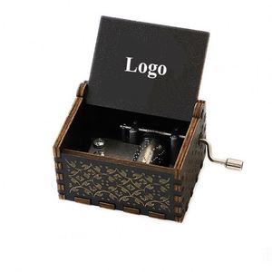 Custom logo Printed Hot Selling Colorful Laser Engraved Hand Crank Mini Diy Wooden <b>Music</b> <b>Box</b> Gift - Product Image 1