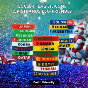 Bracelets en silicone imperméables écologiques style drapeau national pour les matchs de football mondial, accessoire de mode pour les fêtes - Product Image 3