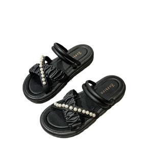 Pantuflas Abiertas para Mujer, para Exteriores, Primavera, Otoño, Invierno, con Suela Gruesa, Doble Capa de Lana y Algodón, Cálidas y Afelpadas - Product Image 1